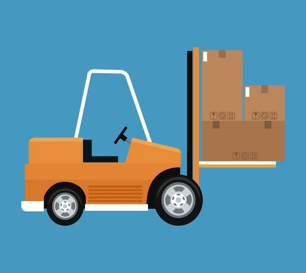 Targonca teherautó karton dobozok szállítás fogalma — Stock Vector