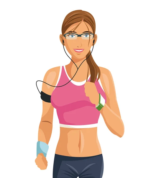 Fitness Frau tragbare Technologie digital — Stockvektor
