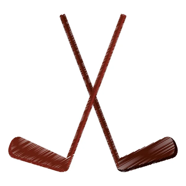 Цветные две хоккейные клюшки — стоковый вектор
