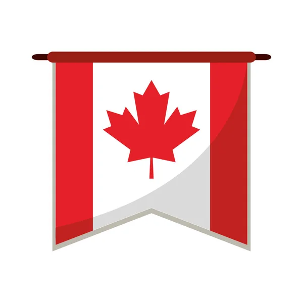 Bandera banderín canadiense rojo y blanco — Vector de stock