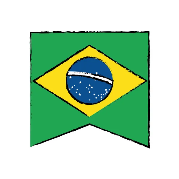Brasília bandeira pendurada símbolo desenhar — Vetor de Stock