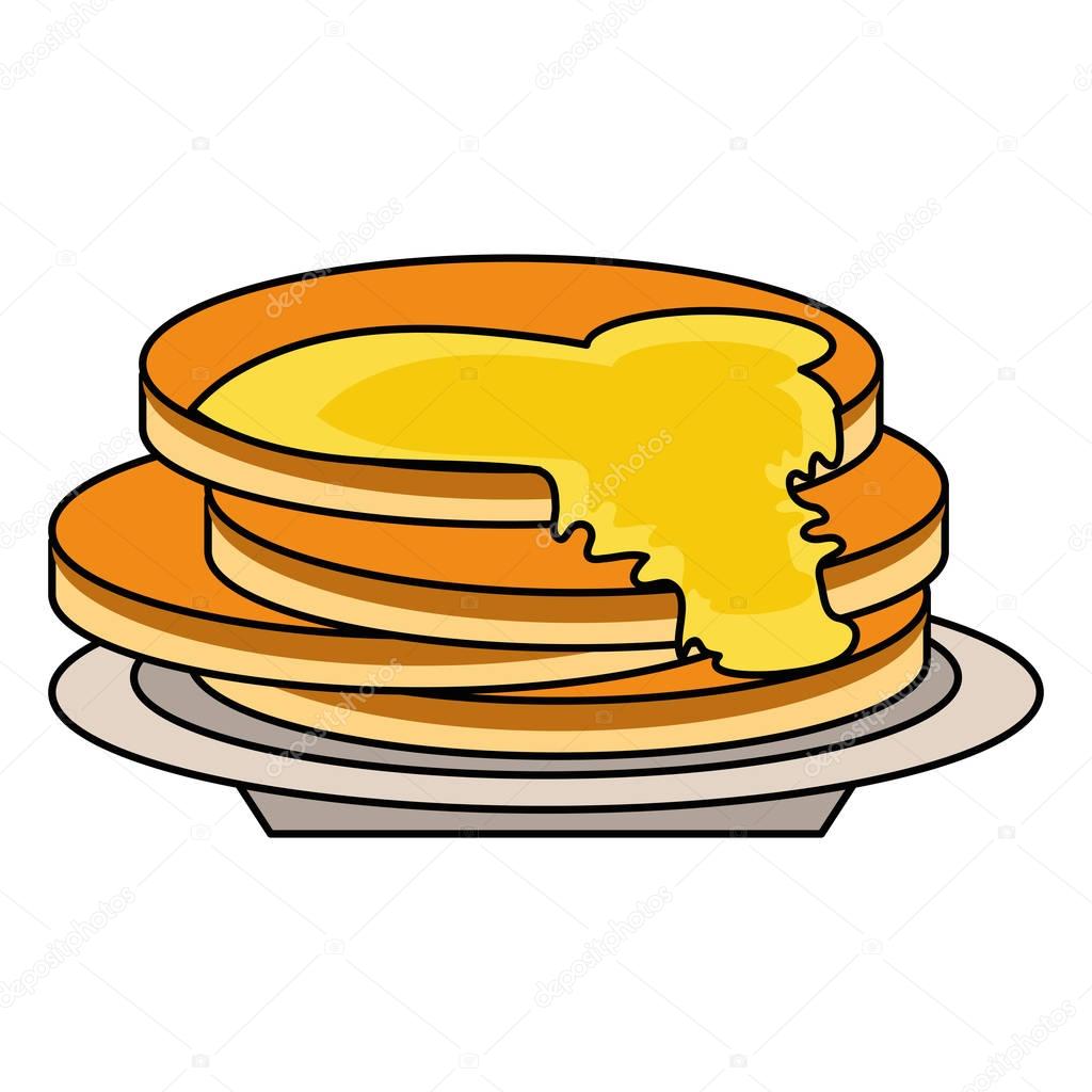 Delicious pancakes maple syrup outline vector illustration eps 10