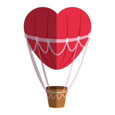 Sıcak hava balon ve kalp izole