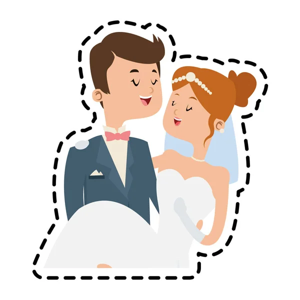Geïsoleerde ontwerp van de bruid en bruidegom — Stockvector