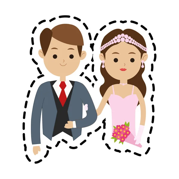 Izolované provedení ženich a nevěsta — Stockový vektor
