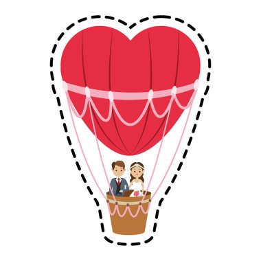 Sıcak hava balon ve kalp izole