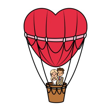 Sıcak hava balon ve kalp tasarımı