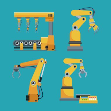 koleksiyon Robotik endüstriyel ekipman yeşil arka plan otomatik