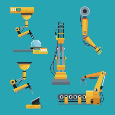 koleksiyon Robotik endüstriyel ekipman yeşil arka plan