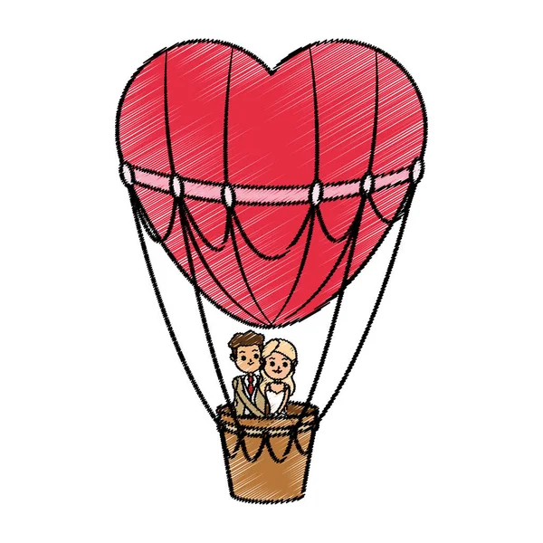 Balão de ar quente e design de coração —  Vetores de Stock