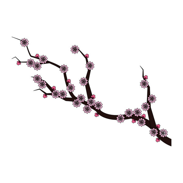 Isolated branch with flowers design