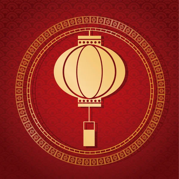 Ano novo chinês 2017 lanterna tradicional dourado — Vetor de Stock