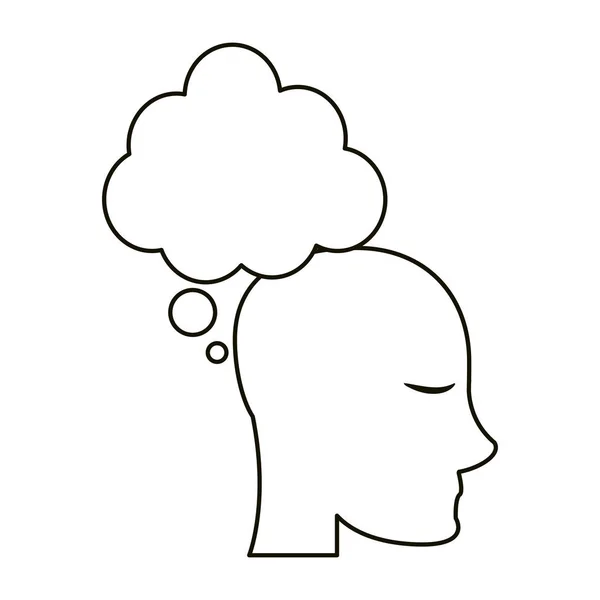 Profil tête bulle pensée contour — Image vectorielle
