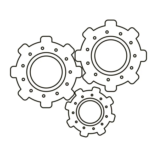 Set gear wheel engine teamwork outline — Stock Vector