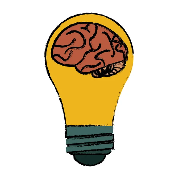 Idea cerebro bombilla concepto boceto — Vector de stock