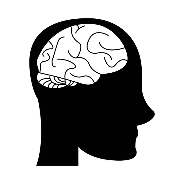 Silhouette Profil Kopf Gehirn Idee Vorstellung — Stockvektor