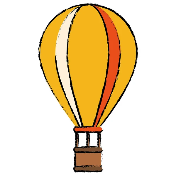 Żółty airballoon podróż rekreacja przygoda szkicu — Wektor stockowy