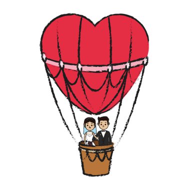 Sıcak hava balon ve kalp tasarımı