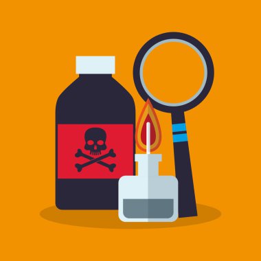 Renkli zehir şişe lupe ve laboratuvar tasarım