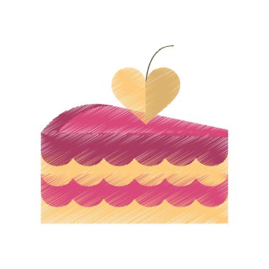 aşk kalp ile lezzetli pembe pasta çizim