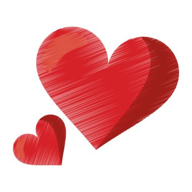 sevimli kırmızı kalp aşk romantik sembol çizim