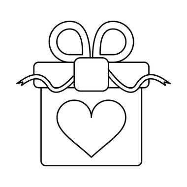 hediye kutusu ile kalp ve yay anahat