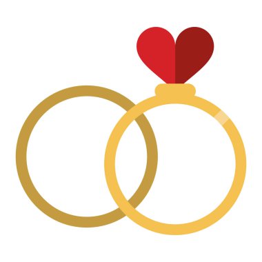 romantizm iki yüzük kalp düğün sembolü seviyorum