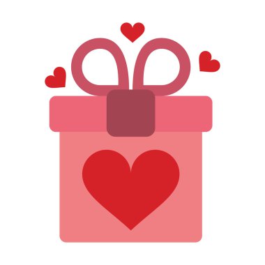 kalp ve yay ile pembe hediye kutusu