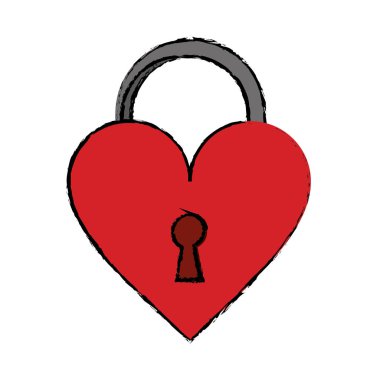 sevilen kalp şeklinde karikatür asma kilit