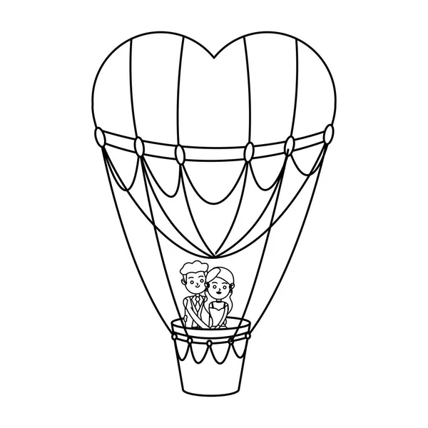 Projektowania balon i serce gorące powietrze — Wektor stockowy