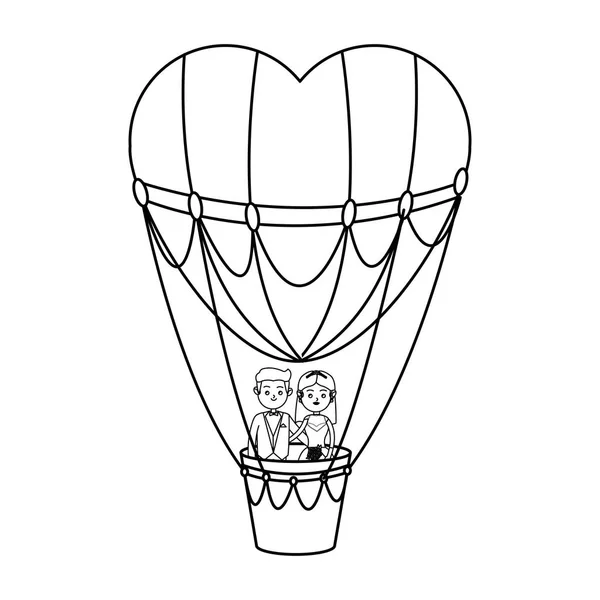 Hete lucht ballon en hart ontwerp — Stockvector