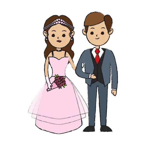 Diseño aislado de novia y novio — Archivo Imágenes Vectoriales