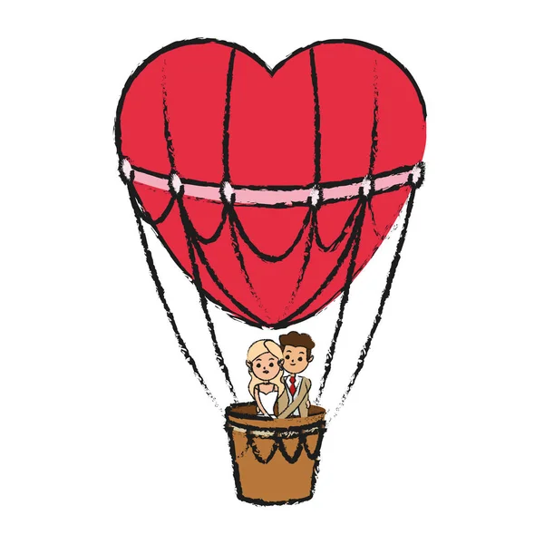 Balão de ar quente e design de coração —  Vetores de Stock