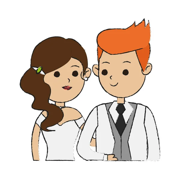 Diseño aislado de novia y novio — Vector de stock