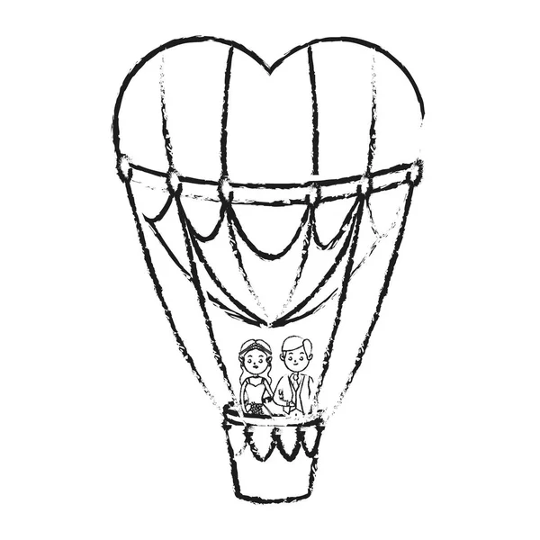 Ballon à air chaud et conception cardiaque — Image vectorielle