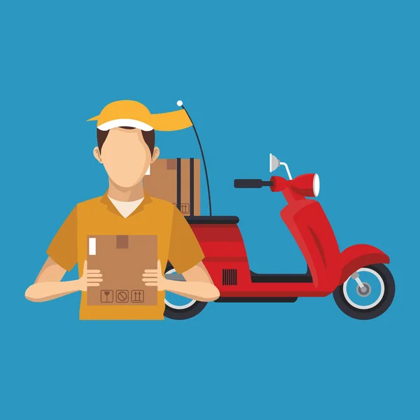 ボックス バイクと配信の概念設計の男 — ストックベクタ