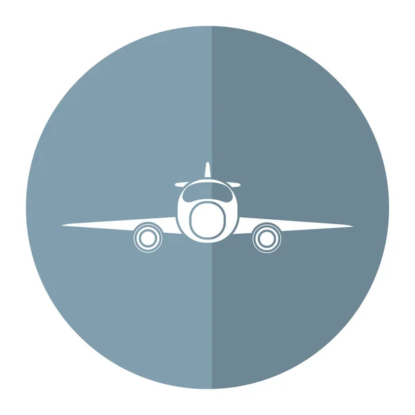 Avião a jato transporte privado vista frontal círculo cinza — Vetor de Stock