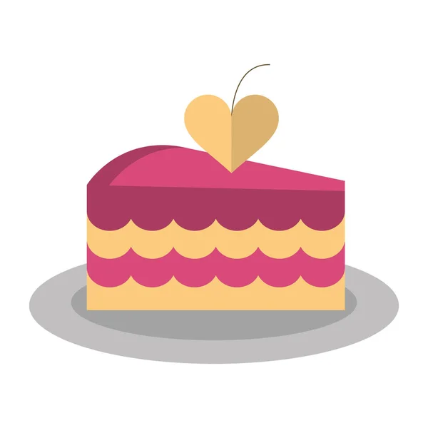 愛の心でおいしいピンクのケーキ — ストックベクタ