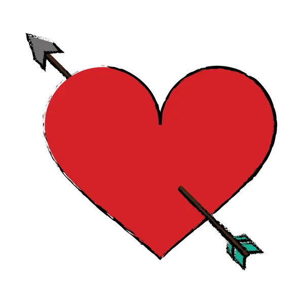 Cartoon rött hjärta med kärlek pilsymbol — Stock vektor