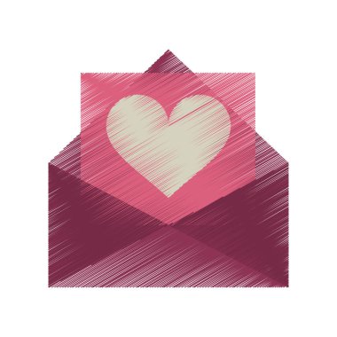 Sevgililer günü kalpli pembe zarf çizim