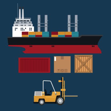 gemi ve forklift kamyon konteyner kutuları teslim