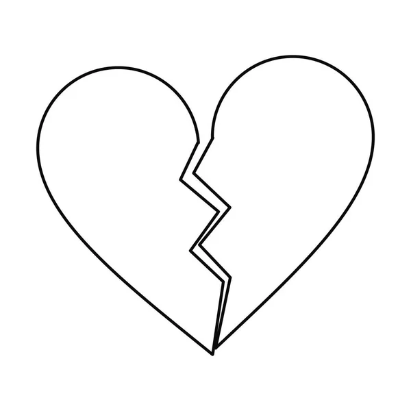 Coeur brisé triste séparation contour — Image vectorielle