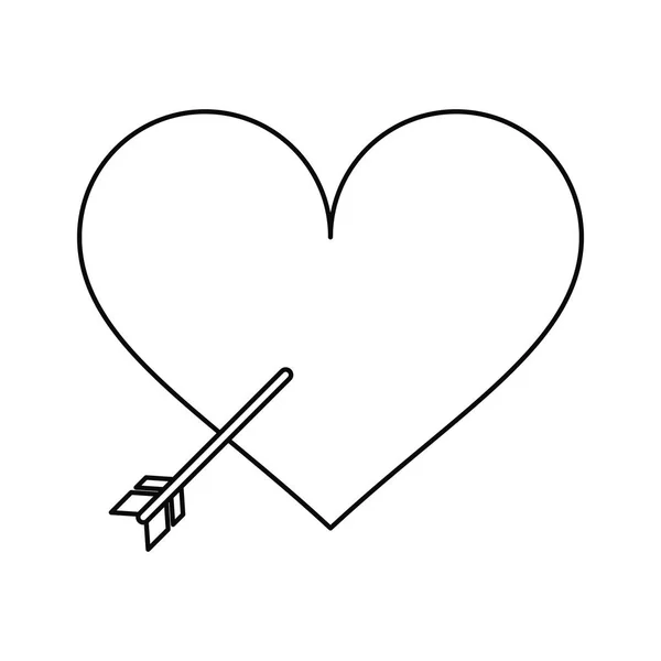 Herz mit Pfeil Liebe Symbol Umriss — Stockvektor