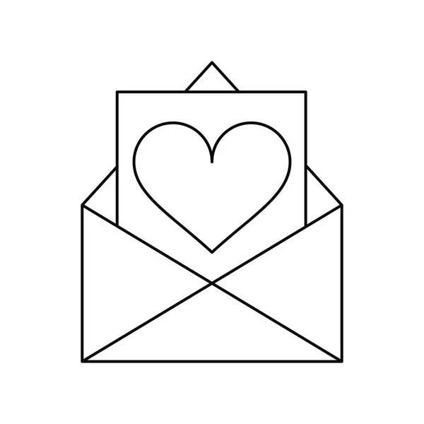 Envelope com contorno do coração do dia dos namorados —  Vetores de Stock