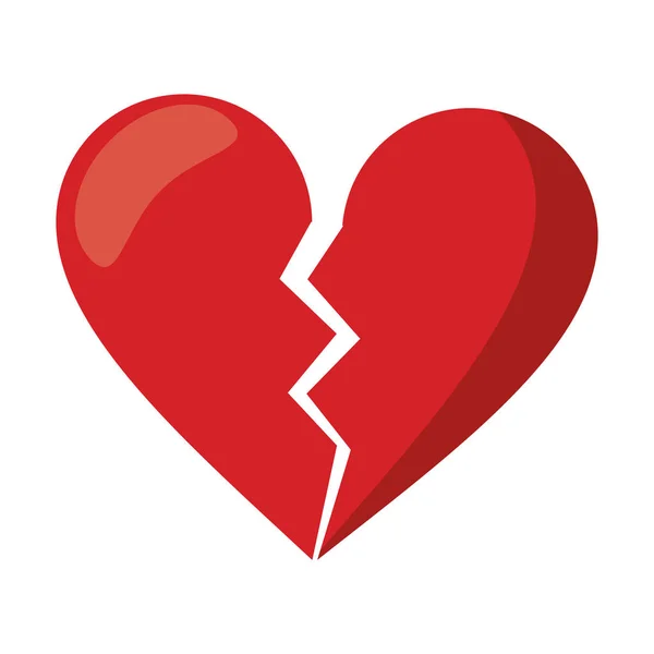 Rotes Herz gebrochen traurige Trennung — Stockvektor