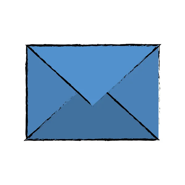 Tekening van de e-mail van de blauwe envelop ontvangen sociale media — Stockvector