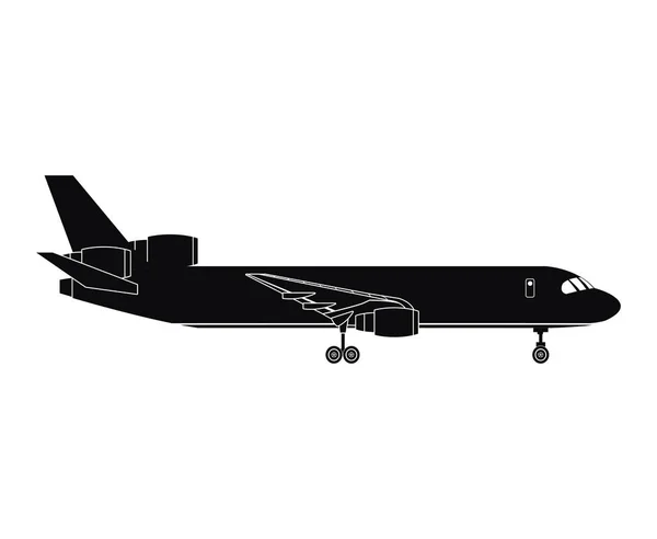 Silhouette flygplan flygplats transport passagerare business — Stock vektor