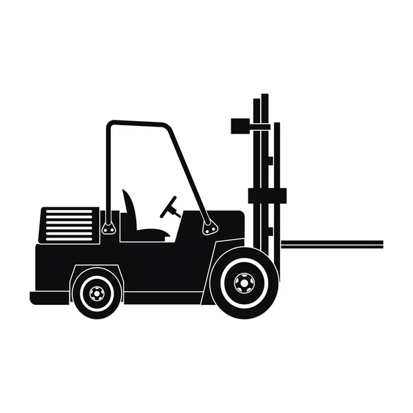 Silhouette camion carrello elevatore magazzino macchina lavoro — Vettoriale Stock