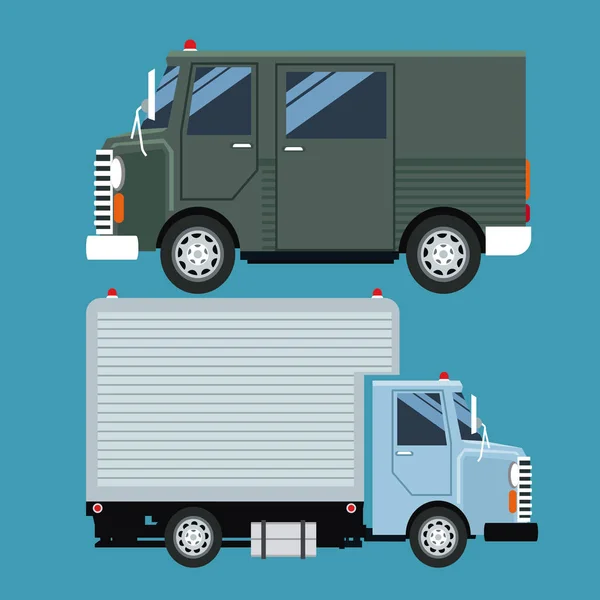 Définir camion livraison cargo mail — Image vectorielle