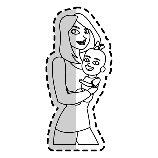Ізольований дизайн дитячої та материнської мультфільму — стоковий вектор